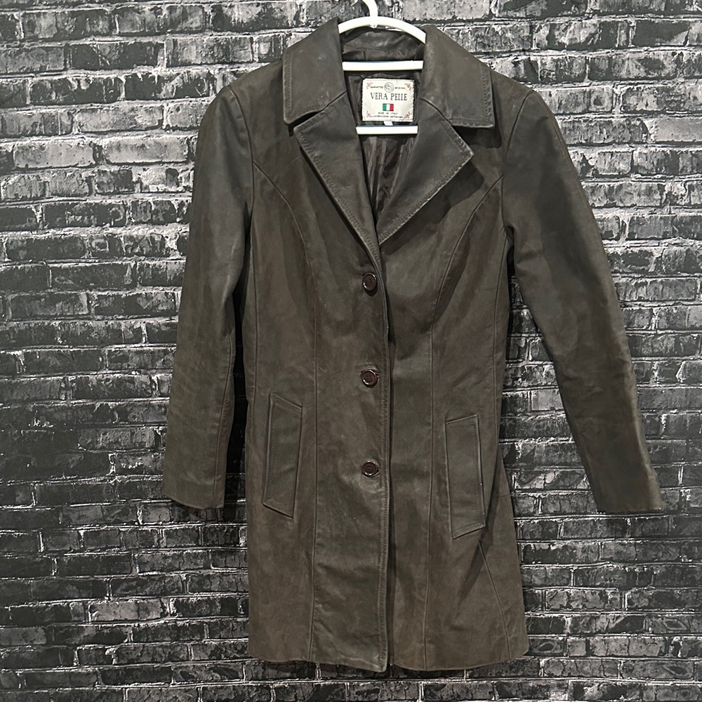 Vera Pelle Women's Dark Brown Trench Coat